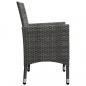 Preview: 3-tlg. Bistro-Set Poly Rattan und Hartglas Grau 