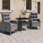 Preview: ARDEBO.de - 3-tlg. Garten-Essgruppe Poly Rattan und Glas Grau