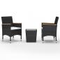 Preview: 3-tlg. Bistro-Set Poly Rattan und Hartglas Schwarz 