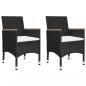 Preview: 3-tlg. Bistro-Set Poly Rattan und Hartglas Schwarz 