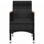 Preview: 3-tlg. Bistro-Set Poly Rattan und Hartglas Schwarz 