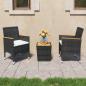 Preview: ARDEBO.de - 3-tlg. Bistro-Set Poly Rattan und Akazienholz Schwarz