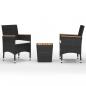 Preview: 3-tlg. Bistro-Set Poly Rattan und Akazienholz Schwarz