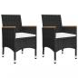 Preview: 3-tlg. Bistro-Set Poly Rattan und Akazienholz Schwarz