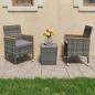 Preview: ARDEBO.de - 3-tlg. Bistro-Set Poly Rattan und Hartglas Grau