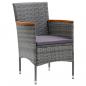 Preview: 3-tlg. Bistro-Set Poly Rattan und Hartglas Grau