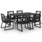 Preview: 7-tlg. Garten-Essgruppe PVC Rattan Schwarz