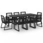 Preview: 9-tlg. Garten-Essgruppe PVC Rattan Schwarz