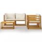 Preview: 5-tlg. Garten-Lounge-Set mit Auflagen Creme Massivholz Akazie