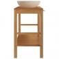 Preview: Waschtisch Massivholz Teak mit Waschbecken Marmor Creme