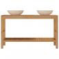 Preview: Waschtisch Massivholz Teak mit Waschbecken Marmor Creme