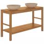 Preview: Waschtisch Massivholz Teak mit Waschbecken Marmor Creme