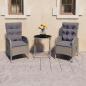 Preview: ARDEBO.de - 3-tlg. Bistro-Set Poly Rattan und Glas Grau