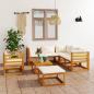 Preview: ARDEBO.de - 8-tlg. Garten-Lounge-Set mit Auflagen Creme Massivholz Akazie