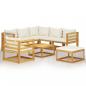 Preview: 8-tlg. Garten-Lounge-Set mit Auflagen Creme Massivholz Akazie