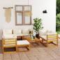 Preview: ARDEBO.de - 10-tlg. Garten-Lounge-Set mit Auflagen Creme Massivholz Akazie