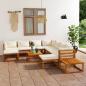 Preview: ARDEBO.de - 12-tlg. Garten-Lounge-Set mit Auflagen Creme Massivholz Akazie