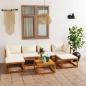 Preview: ARDEBO.de - 7-tlg. Garten-Lounge-Set mit Auflagen Creme Massivholz Akazie