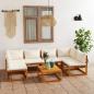 Preview: ARDEBO.de - 7-tlg. Garten-Lounge-Set mit Auflagen Creme Massivholz Akazie