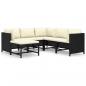 Preview: 6-tlg. Garten-Lounge-Set mit Kissen Poly Rattan Schwarz