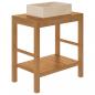 Preview: Waschtisch Massivholz Teak mit Waschbecken Marmor Creme