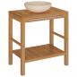 Preview: Waschtisch Massivholz Teak mit Waschbecken Marmor Creme