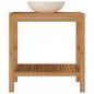 Preview: Waschtisch Massivholz Teak mit Waschbecken Marmor Creme