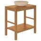 Preview: Waschtisch Massivholz Teak mit Waschbecken Marmor Creme