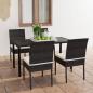 Preview: ARDEBO.de - 5-tlg. Garten-Essgruppe Poly Rattan Schwarz