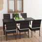 Preview: ARDEBO.de - 7-tlg. Garten-Essgruppe Poly Rattan Schwarz