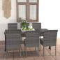 Preview: ARDEBO.de - 7-tlg. Garten-Essgruppe Poly Rattan Grau