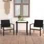 Preview: ARDEBO.de - 3-tlg. Garten-Essgruppe Poly Rattan Schwarz