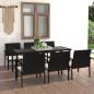 Preview: ARDEBO.de - 7-tlg. Garten-Essgruppe Poly Rattan Schwarz