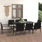 Preview: ARDEBO.de - 9-tlg. Garten-Essgruppe Poly Rattan Schwarz