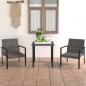 Preview: ARDEBO.de - 3-tlg. Garten-Essgruppe Poly Rattan Grau