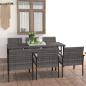 Preview: ARDEBO.de - 7-tlg. Garten-Essgruppe Poly Rattan Grau