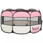 Preview: Faltbarer Welpenlaufstall mit Tragetasche Rosa 125x125x61 cm