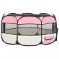 Preview: Faltbarer Welpenlaufstall mit Tragetasche Rosa 145x145x61 cm