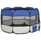 Preview: Faltbarer Welpenlaufstall mit Tragetasche Blau 110x110x58 cm