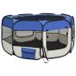 Preview: Faltbarer Welpenlaufstall mit Tragetasche Blau 125x125x61 cm