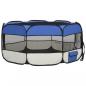 Preview: Faltbarer Welpenlaufstall mit Tragetasche Blau 145x145x61 cm