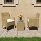 Preview: ARDEBO.de - 3-tlg. Bistro-Set Poly Rattan und Hartglas Beige 