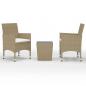 Preview: 3-tlg. Bistro-Set Poly Rattan und Hartglas Beige 