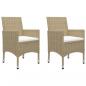 Preview: 3-tlg. Bistro-Set Poly Rattan und Hartglas Beige 