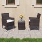 Preview: ARDEBO.de - 3-tlg. Bistro-Set Poly Rattan und Hartglas Braun