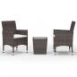 Preview: 3-tlg. Bistro-Set Poly Rattan und Hartglas Braun