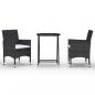 Preview: 3-tlg. Bistro-Set Poly Rattan und Hartglas Schwarz