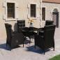 Preview: ARDEBO.de - 5-tlg. Garten-Essgruppe Poly Rattan und Glas Schwarz