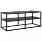 Preview: ARDEBO.de - TV-Schrank Schwarz mit Schwarzer Marmor-Optik Glas 100x40x40 cm