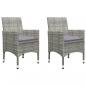 Preview: 3-tlg. Bistro-Set Poly Rattan und Hartglas Grau